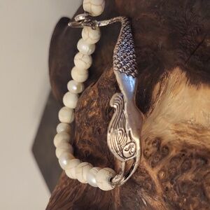 Mermaid Found Treasures Silver, Pearl, & Gemstone Stretch Bracelet